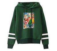 Pdaidou Felpa con Cappuccio Sakamoto Days Felpa con Cappuccio A Righe con Stampa Anime A Maniche Lunghe Felpa Casual alla Moda Unisex Giacca Taglie Forti Primavera/Autunno-Green||XX_l