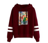 Pdaidou Felpa con Cappuccio Sakamoto Days Felpa con Cappuccio A Righe con Stampa Anime A Maniche Lunghe Felpa Casual alla Moda Unisex Giacca Taglie Forti Primavera/Autunno-Red||XX_l