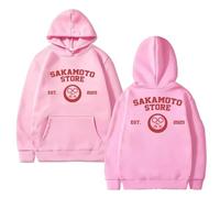 Pdaidou Felpa con Cappuccio Sakamoto Days Giacca con Stampa A Cartoni Animati Bifacciale per Bambini Felpa Taglie Forti Giacca A Maniche Lunghe Adatta A Uomini E Donne-Pink||3X_l