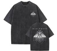 Pdaidou T Shirt Bad Tour Omens Girocollo in Cotone Lavato A Maniche Corte Maglietta Y2K da Uomo E da Donna Felpa Oversize Unisex Streetwear retrò A Maniche Corte-Black&G||XX_l