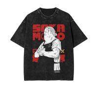 Pdaidou T Shirt con Stampa Cartoon Sakamoto Days Top A Maniche Corte Girocollo in Cotone Lavato Stile retrò Casual da Uomo E da Donna XS~3XL-Black&C||m