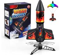 PDBEST Rocket Launcher for Kids with Parachute LED Light, Flight Altitude 200 Feet, Rechargeable Self-Launching Rocket Launch for Ages 8 to14 Gift for Kid Girl and Boys Red