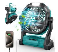 PDBEST Ventilatore Portatile da 20000 mAh Ventilatore USB con Lampada LED, Ventilatore da Tavolo con Batteria e Porta Type-C, Perfetto per Campeggio, Viaggi e Spiaggia Verde