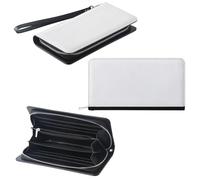 PDDHKK 3pcs sublimazione vuoto portafoglio in pelle cerniera borsa con Wristbind donna di alta qualità PU porta carta di credito borsa per stampa logo immagine, Nero , S, Portatile