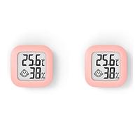 Pderlous 2 Pezzi Mini Termometro Digitale Igrometro Interno Misuratore di Umidità Misuratore Display LCD Sensore di Temperatura Calibro Rosa