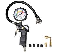 Pderlous Manometro per pneumatici per auto 220 PSI Gonfiatore per pneumatici con compressore d'aria di estensione della valvola a 90 gradi per auto moto e camion