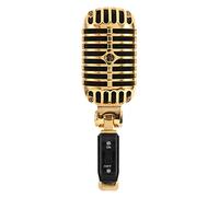 Pderlous Microfono professionale cablato vintage classico con microfono vocale dinamico per karaoke dal vivo (oro)