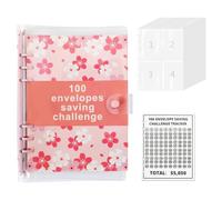 Pderlous Raccoglitore per sfide da 100 buste, modo divertente per risparmiare 5.050 - Raccoglitore per sfide di risparmio, raccoglitore per budget con buste per contanti