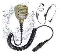 Pdflie Uv9r Accessori Auricolare IP65 Impermeabile Tan Caffè Scuro Colore Altoparlante Radio Microfono Microfono Spalla Microfono con 3.5mm Auricolare per Baofeng uv 9r pro Plus v2 gmrs xr 9g gt-3wp