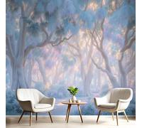 pdghsdkgjh Carta da parati 3D - Camera da letto - Luce del sole e ombre sulle cime degli alberi - Decorazione per soggiorno - Paesaggio boschivo da sogno - Azzurro, 250 cm x 175 cm