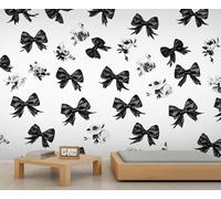 pdghsdkgjh Schleiftapete Rose Mädchenzimmer Schwarz und Weiß, Elegantes Retro-Wandpapier Für Wohnzimmer, Schlafzimmer,150cmx105cm