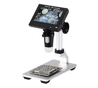 PDHYPRS Microscopio Digitale 1000X, for La Riparazione E La Saldatura di Circuiti Stampati, Schermo ISP da 4,3 Pollici, 8 Luci LED, Batteria Ricaricabile(Metal Stand)