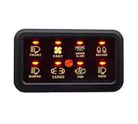 PDHYPRS Pannello Interruttori A 8 Bande, for Auto Jeep Wrangler, Veicoli Marini, ATV, SUV, Sistema Relè Dimmerabile Automatico, con Cablaggio, Etichetta Adesiva(Orange)