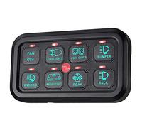 PDHYPRS Pannello Interruttori A 8 Gruppi, Sistema di Fusibili Elettronici 12-24 V, con Cablaggio Ed Etichetta Adesiva, for Auto Camion Auto Fuoristrada UTV SUV Barca(Green)
