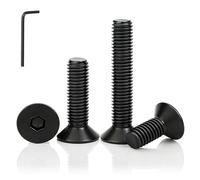 PDKKFF 20 Pezzi M8x40mm Viti a Testa Svasata con Esagono Incassato in Acciaio al Carbonio, Nero Bulloni Viti a Testa Piatta Esagonale Norma DIN 7991 / ISO 10642 per Mobili Meccanico