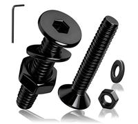 PDKKFF 50 Pz M4x8mm Set di Viti Bulloni e Dadi, Nero Vite a Testa Svasata Piatta e Dadi e Rondelle, DIN7991 Bulloni a Testa Piatta Esagonale con Esagono Incassato in acciaio al carbonio