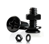 PDKKFF 50Pz M4x8mm Viti Bulloni e Dadi Set, Nero Viti a Testa Svasata Piatta a Croce e Dadi e Rondelle Kit in Acciaio al Carbonio per Mobili, Macchinari