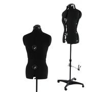 PDM WORLDWIDE Black Dress Form Adjustable Mannequin for Sewing, Female Size 6-14 Pinnable Body Form with 13 Dials & Detachable Casters, 42.5"-60" Height Range for Clothing Display, Small to Medium