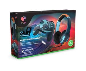 PDP - Bundle Casque de jeu stéréo filaire Airlite Blue Tide + Manette de jeu filaire REMATCH Blue Tide pour Xbox Serie