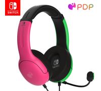 PDP Gaming LVL40 Stereo cuffie with Mic per Nintendo Switch - PC, iPad, Mac, Laptop Compatible - Noise Cancelling Microphone, Lightweight, Soft Compert On Ear Headphones - Pink/verde