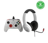PDP XBX BUNDLE Rematch CONTROLLER and Airlite Wired Headset Radial White for Xbox Series X|S, Xbox One, Officially Licensed