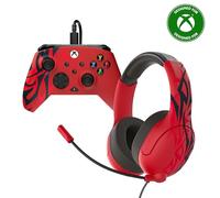 PDP XBX BUNDLE Rematch CONTROLLER and Airlite Wired Headset Spirit Red for Xbox Series X|S, Xbox One, Officially Licensed