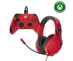 PDP XBX BUNDLE Rematch CONTROLLER and Airlite Wired Headset Spirit Red for Xbox Series X|S, Xbox One, Officially Licensed