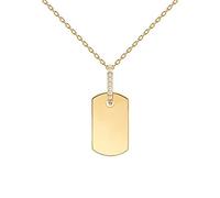 PDPaola CO01-087-U Collana Talisman personalizzata in argento placcato oro con ciondolo inciso su zirconi bianchi, catenina: clip regolabile da 40 a 55 cm, misura unica, Argento sterling, Zirconia