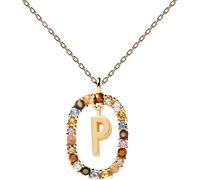 PDPAOLA - Collana con lettera P, in argento Sterling 925, placcato oro 18 carati, gioielli da donna