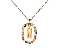 PDPAOLA - Collana Lettera N - Argento Sterling 925 Placcato in Oro 18 carati - Gioielli per Donna