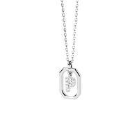 PDPaola Mini Letter CO02-527-U - Collana in argento sterling con zirconi, lunghezza regolabile da 40 a 50 cm, 40-50 cm, Argento sterling, Zirconia cubica