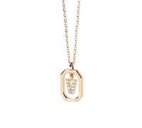 PDPaola Mini Letter V Necklace Collana con nome a lettera oro, Onesize, Argento sterling, Zirconia cubica