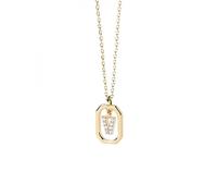 PDPaola Mini Letter V Necklace Collana con nome a lettera oro, Onesize, Argento sterling, Zirconia cubica