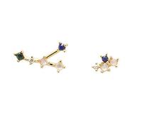 PDPAOLA - Orecchini a forma di cancro - argento sterling 925 placcato oro 18 carati - gioielli da donna, 11 mm, Argento, quarzo rosa, malachite