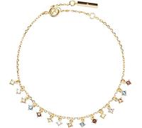 PDPaola Willow Bracciale in argento placcato oro con 15 pietre sospese in cinque diversi colori, catenina: chiusura regolabile da 15 a 18 cm, PU01-109-U
