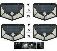 PDR 4pcs Lampada faretto faro esterno energia solare 100 LED sensore movimento