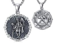 PDTJMTG Ciondolo Arcangelo Michele in argento Sterling 925 San Michele per uomini San Cristoforo santo patrono collana amuleto medaglia, misura unica, Argento sterling, Nessuna pietra preziosa