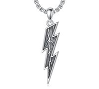 PDTJMTG Collana da uomo con ciondolo a forma di tuono in argento Sterling 925, ideale come regalo per papà o figlio.