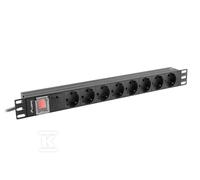 PDU-08F-0200-BK Listwa PDU RACK 19" 1U 16A 9x230V PL 3M czarna
