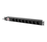 PDU Lanberg PDU-08F-0200-BK 8 Outlets Monofase Orizzontale Alluminio Nero 1U