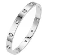 PDWZNBA Braccialetto dell'amicizia placcato oro 18 K con pietre di zirconia cubica, alla moda, in acciaio inox, 7.5, Acciaio inossidabile, Zirconia cubica