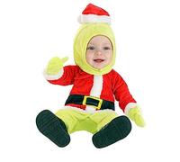 PDYLZWZY Costume da Babbo Natale per bambini, a maniche lunghe, con stampa a tutina + cappuccio, set per bambini, ragazze, Babbo Natale, costume da mostro verde (verde, 9-12 mesi)