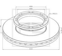 PE Automotive 036.132-00A Disco freno per MAN