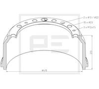 PE Automotive 036.404-00A Tamburo freno per MAN