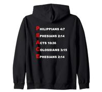 Peace Acrostic - 5 Christian Faith Bible Verse Scriptures Felpa con Cappuccio