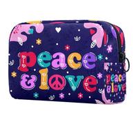 Peace and Love - Trousse per cosmetici, da donna, per articoli da toeletta da viaggio, grande, pratica borsa organizer con cerniera, Multi, 18.5x7.5x13cm/7.3x3x5.1in, Beauty case