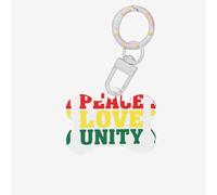 Peace and Love University - Medaglietta identificativa per cani a forma di osso, in acrilico, con anello, per cani e gatti, con ciondolo artigianale