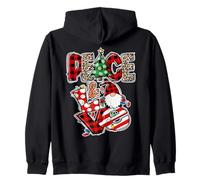 Peace And Love Xmas Elements Graphic Christmas GNOME Women Felpa con Cappuccio