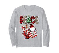 Peace And Love Xmas Elements Graphic Christmas GNOME Women Maglia a Manica