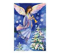 Peace Angel And Colorful Christmas Tree Flag Resistente Alle Intemperie Bandiere Verticale Colore Vivido Bandiera Da Giardino Per Balcone Feste Portico 30X45Cm